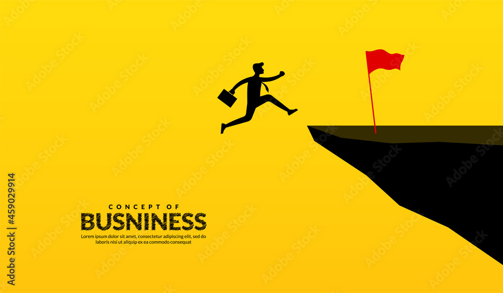 Businessman jump over cliffs through across obstacles to success, business overcome and success concept Businessman jump over cliffs through across obstacles to success, business overcome and success concept