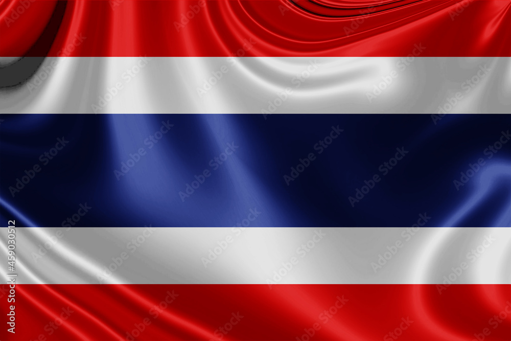 Thailand fabric flag waving . 3D illustration	