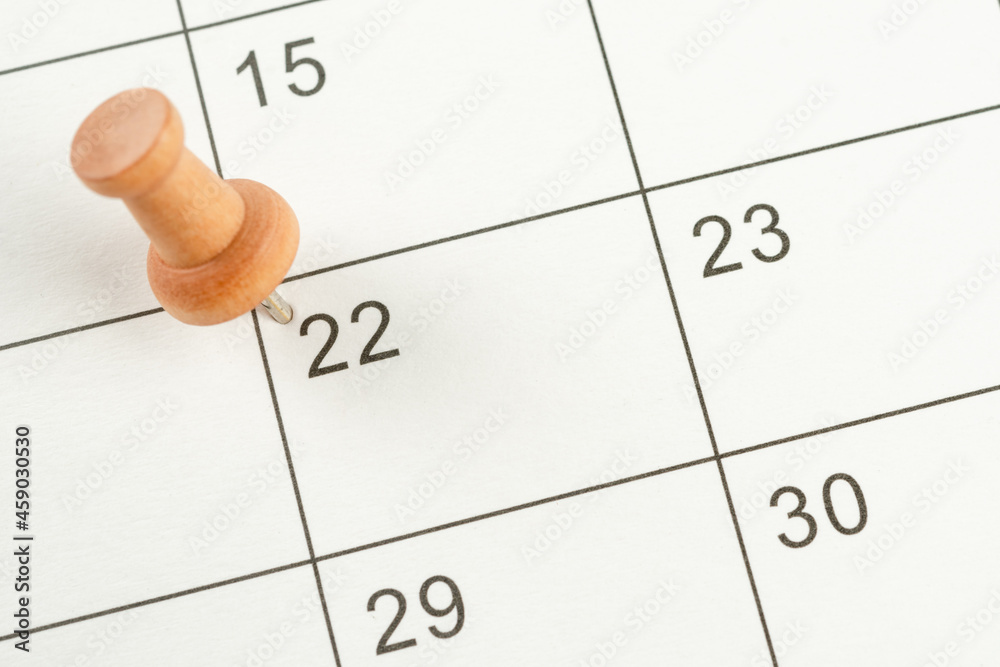 The concept of planning and deadline with push pin on calendar date The concept of planning and deadline with push pin on calendar date