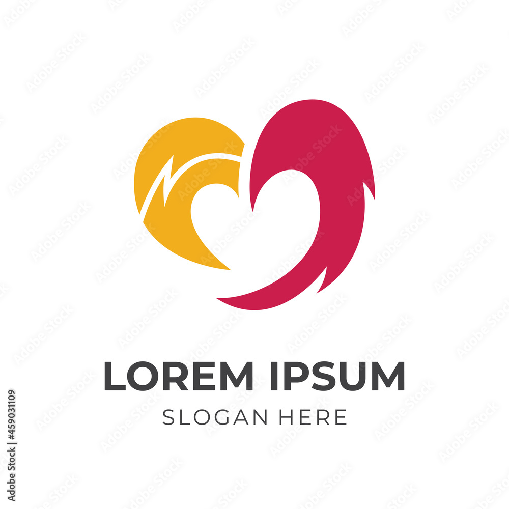 love logo design template concept vector with flat red and yellow color style love logo design template concept vector with flat red and yellow color style