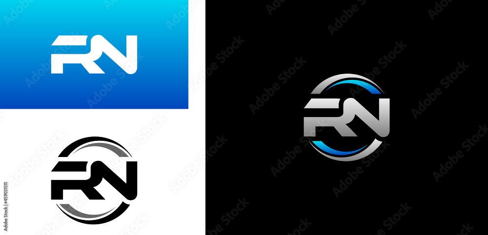 Rn logo r n design white letter rnr Royalty Free Vector