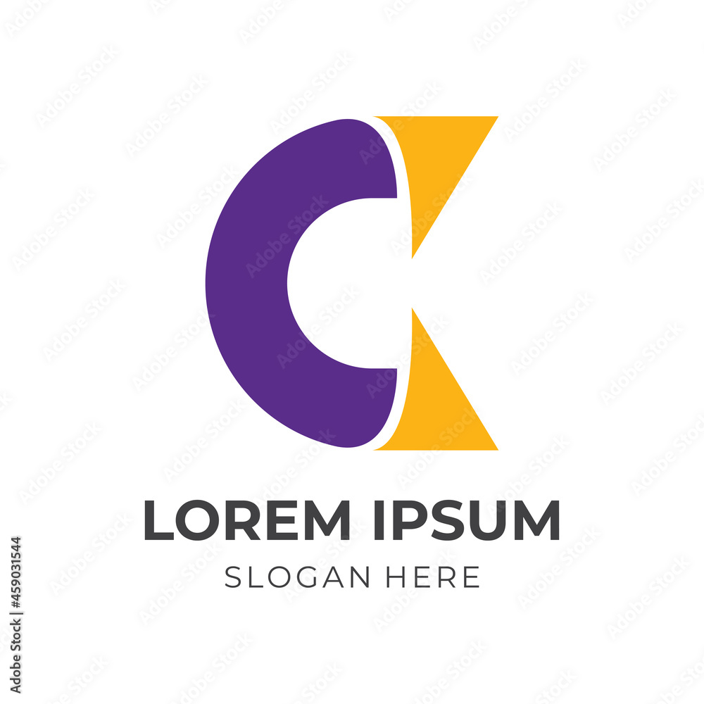 letter C logo design template concept vector with flat purple and yellow color style letter C logo design template concept vector with flat purple and yellow color style