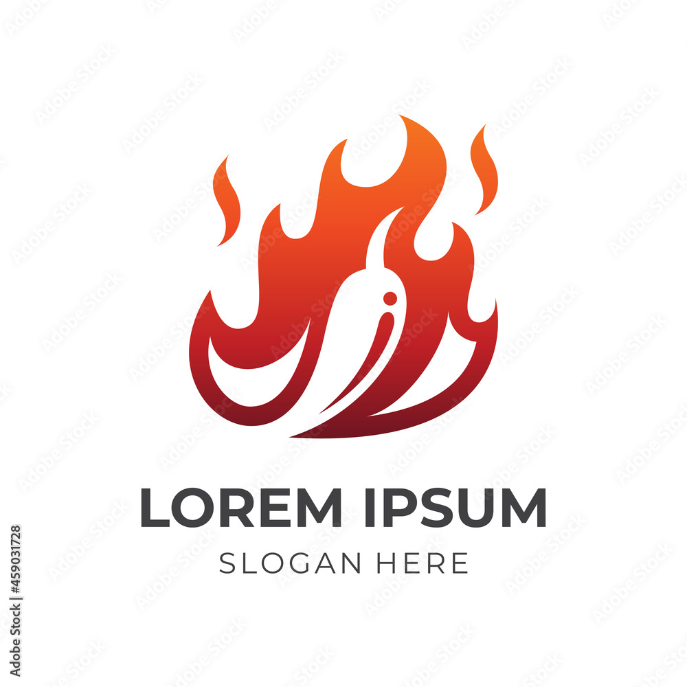 hot chili logo concept with flat red and orange color style hot chili logo concept with flat red and orange color style