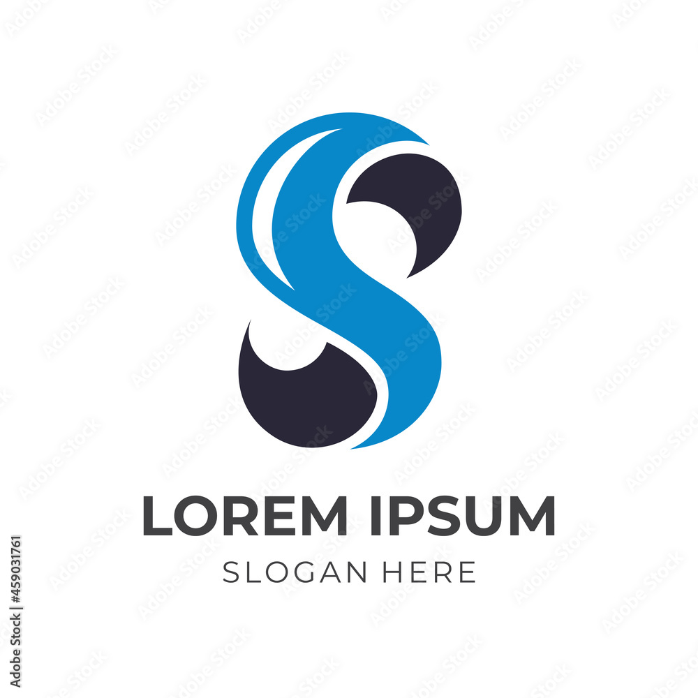 letter S logo design template concept vector with flat blue and black color style letter S logo design template concept vector with flat blue and black color style