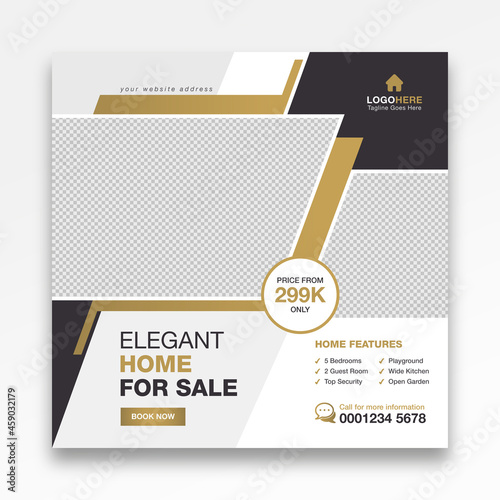 Real estate house sale property business promotional social media post, instagram post, facebook post, square web banner design template