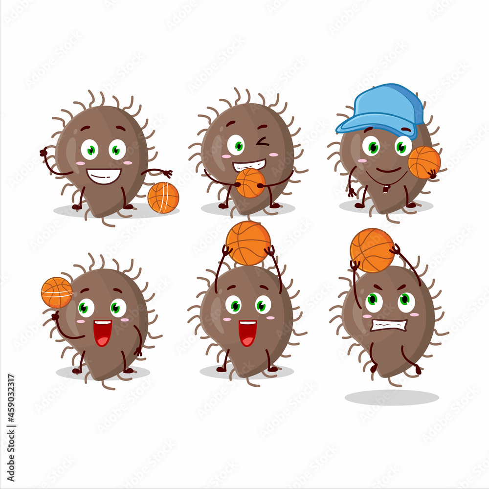 Fototapeta premium Talented Coronaviridae cartoon character as a basketball athlete