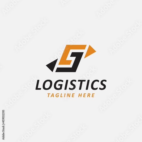 Logistic logo, letter g, s, and arrow combination, Flat style Logo Design Template, vector illustration
