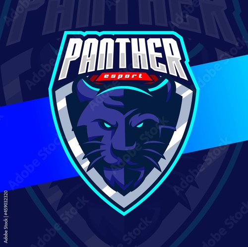 angry panther head mascot esport logo design character for sport and gaming