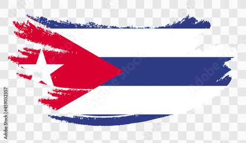 Grunge brush stroke with CUBA national flag. Watercolor painting flag,poster, banner of the national flag. Style watercolor drawing. Vector isolated on transparent background.	