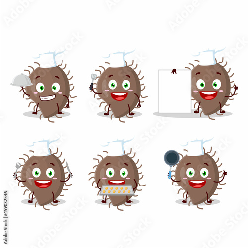 Fototapeta Naklejka Na Ścianę i Meble -  Cartoon character of coronaviridae with various chef emoticons