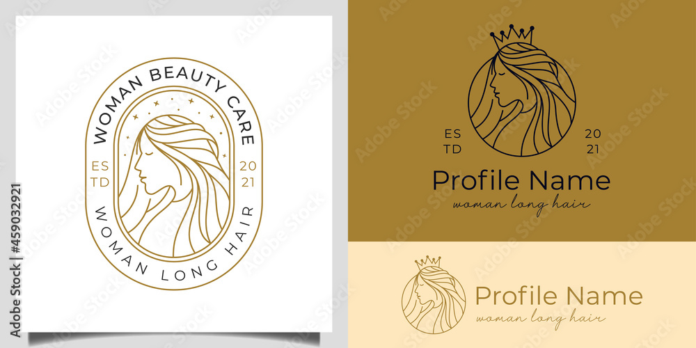 Elegant queen woman long hair with crown design concept for hairdresser