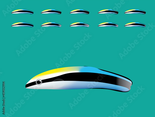Animal Animation Sequence Bluestreak Cleaner Wrasse Swimming Cartoon Vector photo