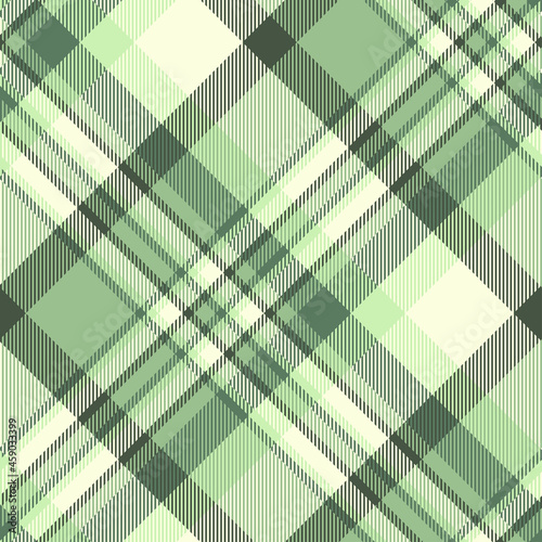 Seamless plaid pattern in muted green and faded cream.