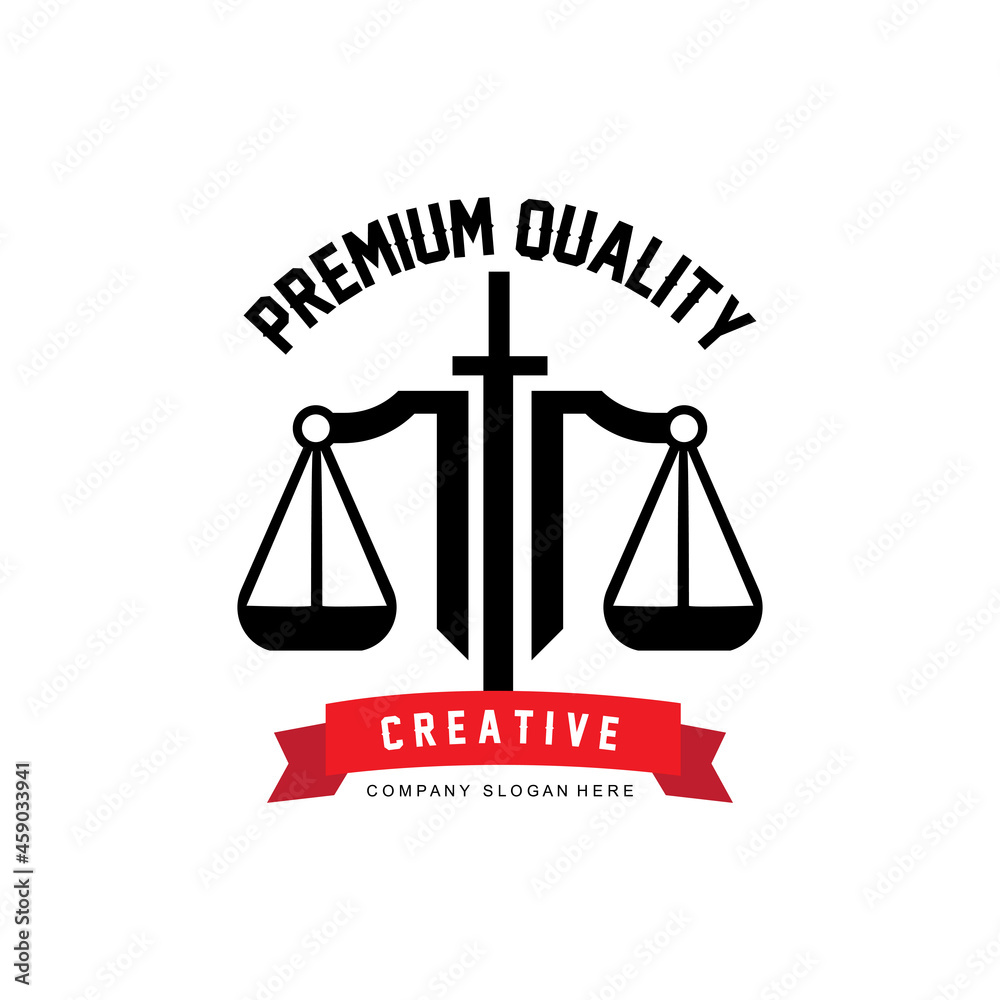 Lawyer or Justice law logo vector design, icon illustration