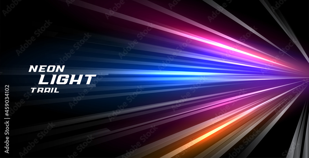 speed trail neon light lines motion background - obrazy, fototapety, plakaty 