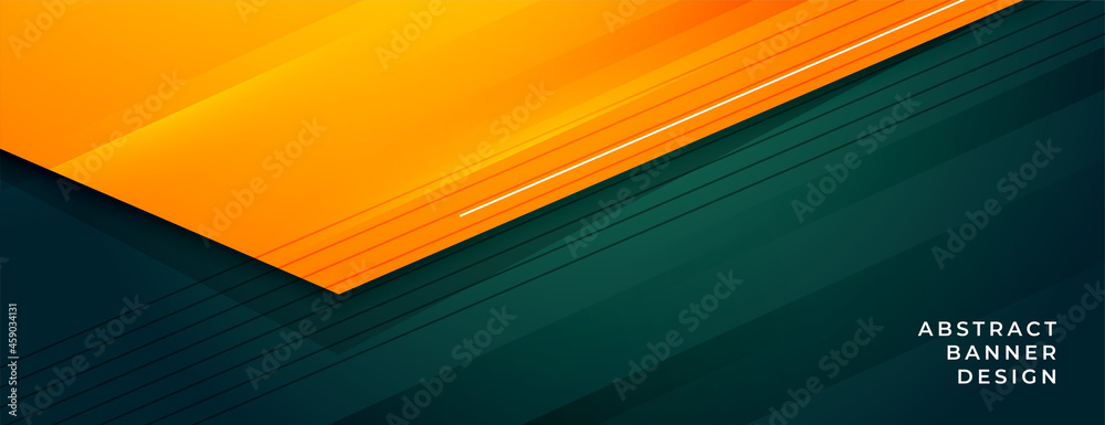 stylish green and orange abstract banner design - obrazy, fototapety, plakaty 