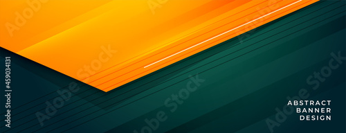 stylish green and orange abstract banner design