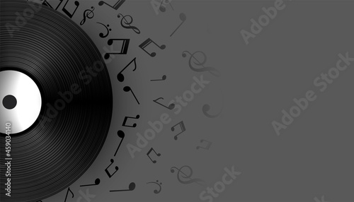 music vinyl record label with sound notes