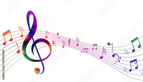 musical pentagram sound waves notes background