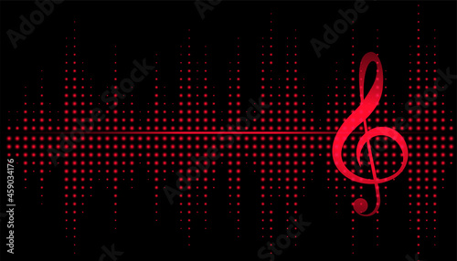 music note with equalizer frequency background