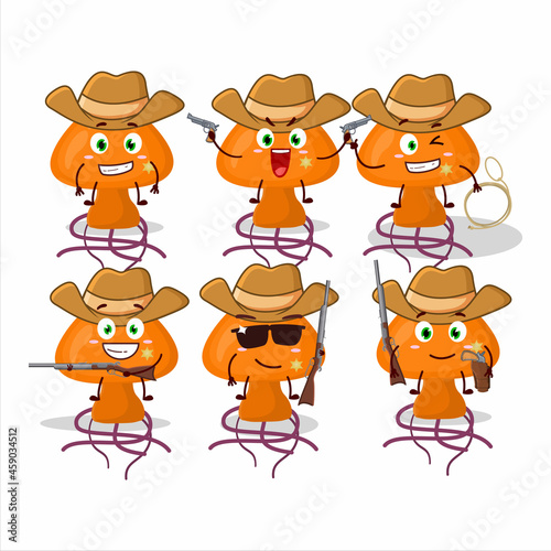 Cool cowboy moordecovirus cartoon character with a cute hat