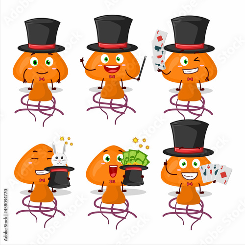 A moordecovirus Magician cartoon character perform on a stage