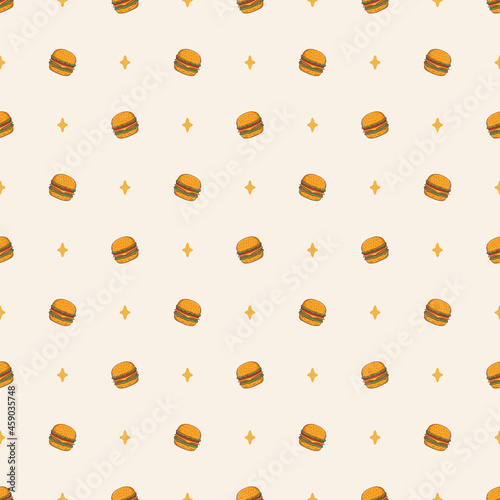 cartoon burger seamless pattern for packaging