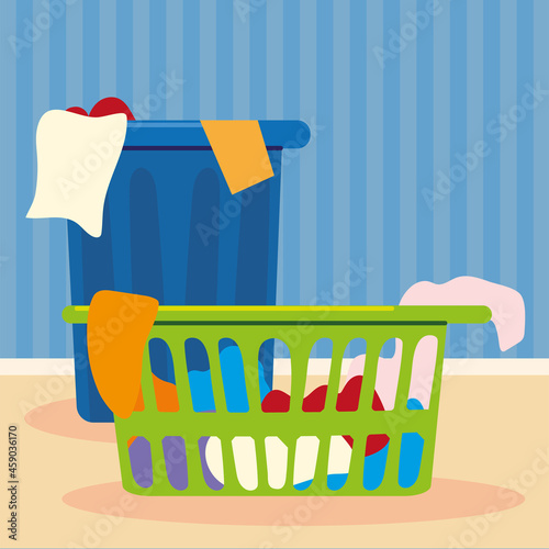 basket and bucket clothes