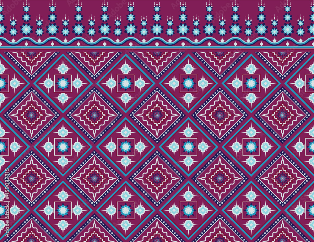 Ethnic fabric texture pattern Abstract Geometric Vector Aztec oriental illustration retro embroidery repeating 