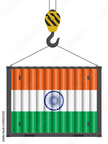 Hooked cargo container with India flag