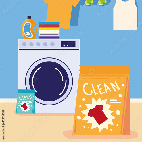 laundry wash machine clothes