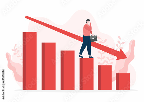 Loss in Business Lead to Bankruptcy, Economic or Loan Payback Problems, Failure and the Sinking of the Financial Crisis Process. Vector Illustration Concept