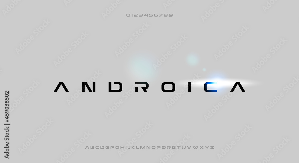 Fototapeta Androica, a bold and minimalist font with a futuristic scifi theme typeface design