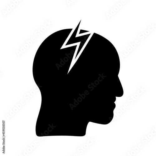 Lightning in the head icon. Outline lightning in the head vector icon for web design isolated on white background