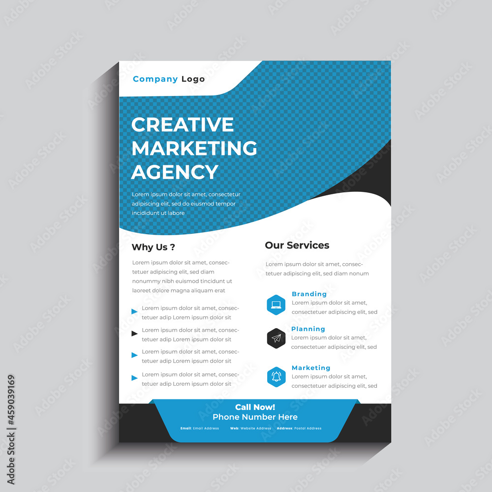 Creative Corporate business agency flyer template in A4 with clean design