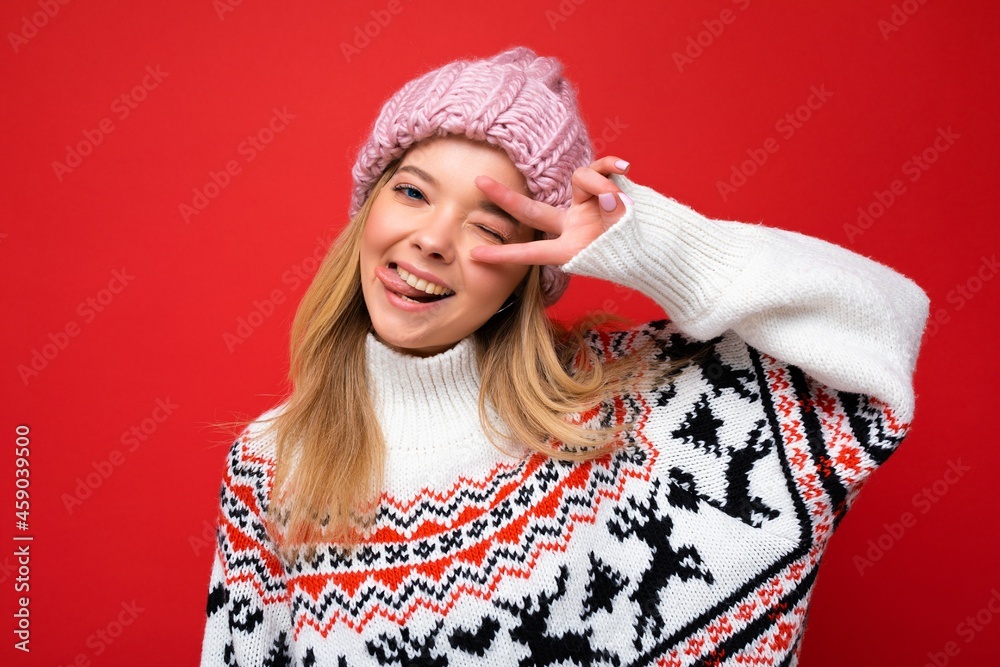 Photo of young positive happy smiling beautiful woman with sincere emotions wearing stylish clothes isolated over background with copy space Photo of young positive happy smiling beautiful woman with sincere emotions wearing stylish clothes isolated over background with copy space