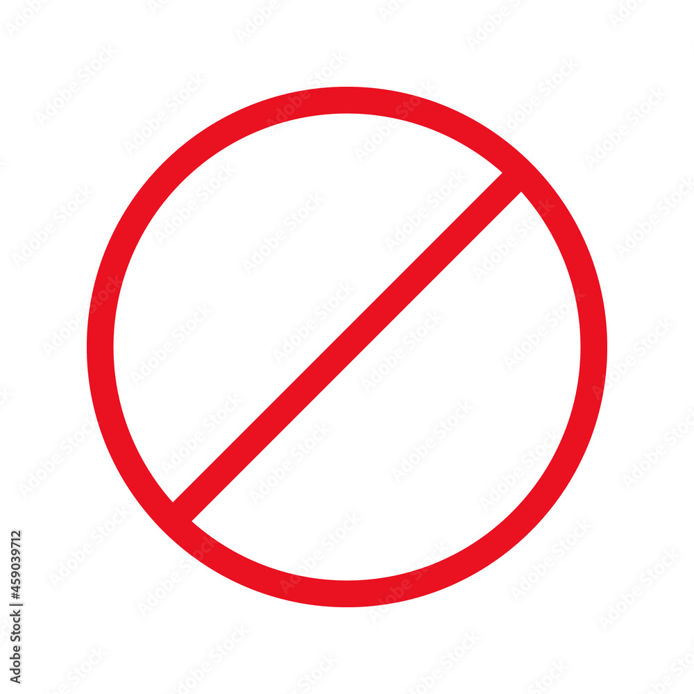 Red no symbol. Circle red warning icon vector illustration
Red no symbol. Circle red warning icon vector illustration