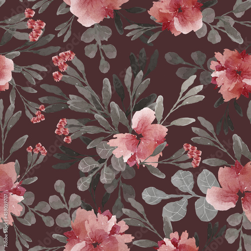 watercolor illustration seamless pattern summer bouquet of tender flowers with leaves on a  background,for  wallpaper,fabric or furniture