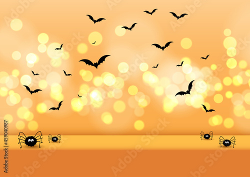 Halloween display background with spiders and bats