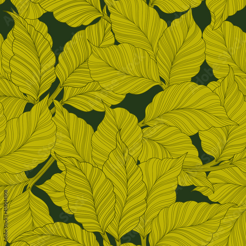 Hand drawn vector pattern. Leaves seamless background. Floral design. Eps 10