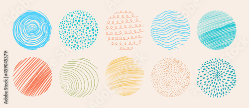 Abstract Round Colourful Background. Doodle Circle in Hand Drawn Style. Template for Social Media Design, Posters.