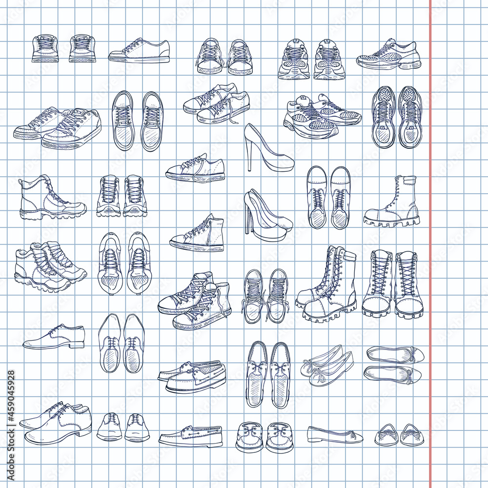 Vector Set of Sketch Shoes