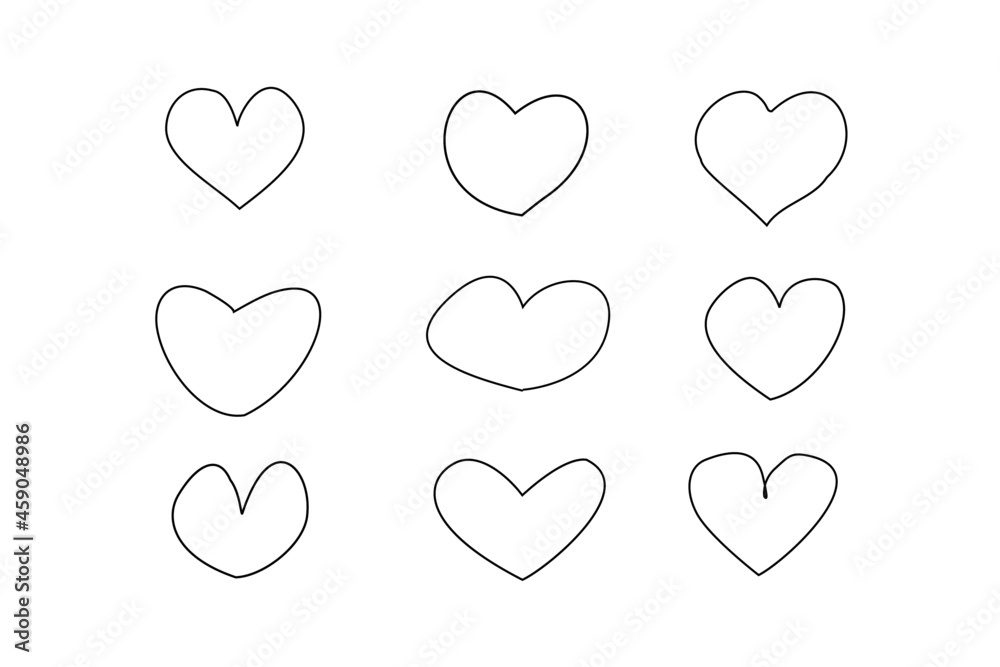 hand draw heart icon set,vector hand draw heart icon set,vector