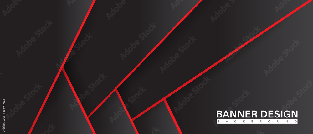 Black background with Red color composition in abstract. Abstract backgrounds with a combination of lines and circle dots can be used for your ad banners, Sale banner template, and More