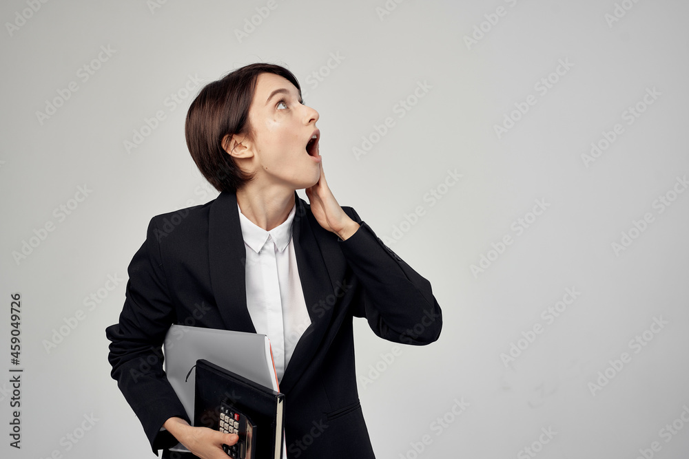 female manager documents Professional Job light background female manager documents Professional Job light background