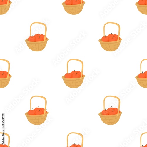 Basket with apples pattern seamless background texture repeat wallpaper geometric vector