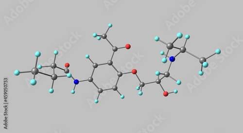 Fototapeta Naklejka Na Ścianę i Meble -  Acebutolol molecular structure isolated on grey