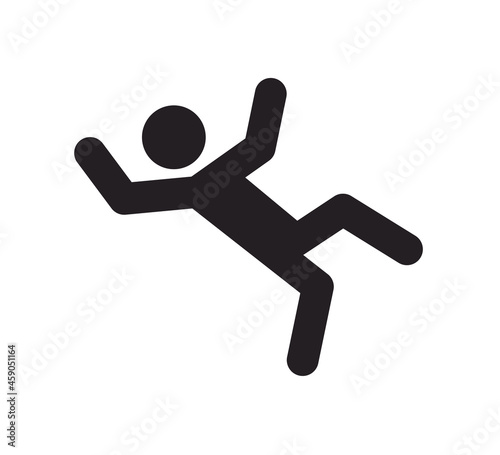 A man falling down icon. Man slipped icon. Slippery wet floor. Vector illustration isolated on white background.