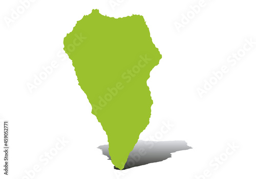 Mapa verde de la isla de La Palma, Canarias, España.