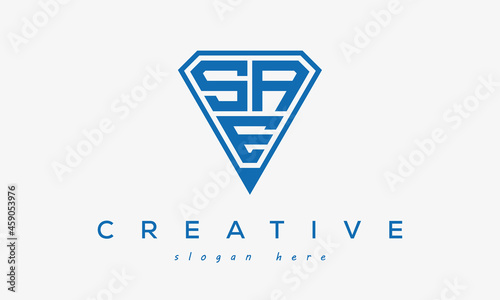 initial letters logo SAE black monogram diamond pentagon shape